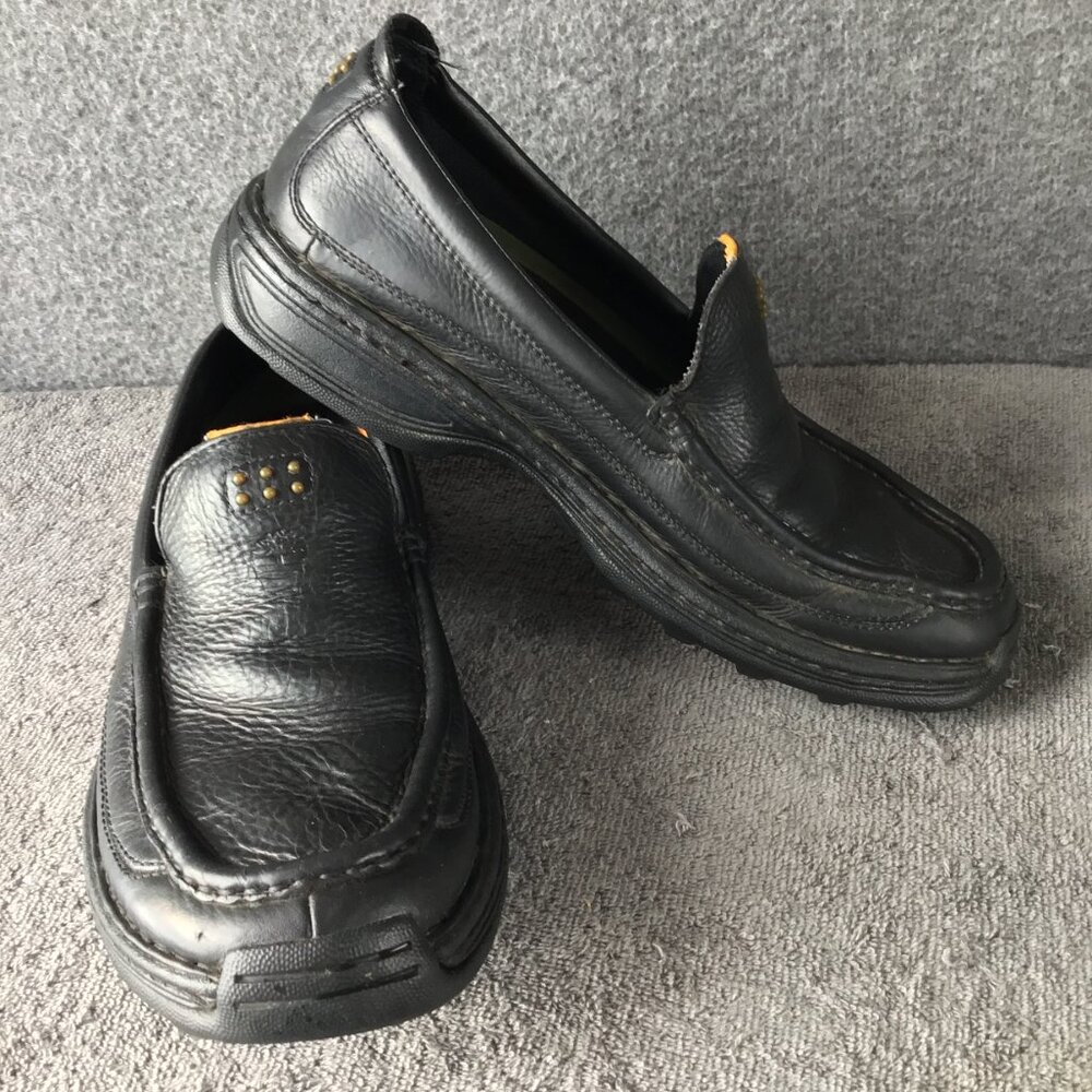 Timberland Mens Saluto Loafers Shoes Black Leather Slip-On Arch Support 8.5